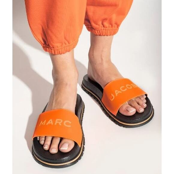 NEW! Marc Jacobs The Slide Dragon Fire Orange - 5 - Picture 1 of 5